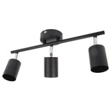 LED Track Light Kit 3 Heads 15.9in Arm 90 Degrees Rotatable Matte Black 3 Light Track Lighting Kit for GU10 Bulb 85‑265V - Rear View