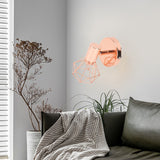 Swing Arm Wall Lamp 350 Degree Rotary Cage Shade Iron E14 Wall Lamp Holder for Rose Gold 85‑265V