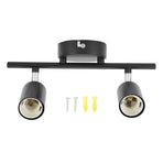 Flush Mount Ceiling Track Light Holder 2 Light Rotating Adjustable Lampholder for E27 Bulb LED Bulbs
