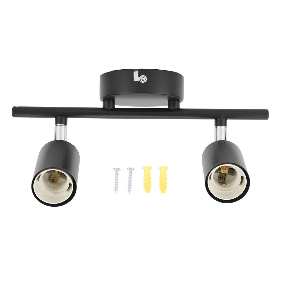 Flush Mount Ceiling Track Light Holder 2 Light Rotating Adjustable Lampholder for E27 Bulb LED Bulbs