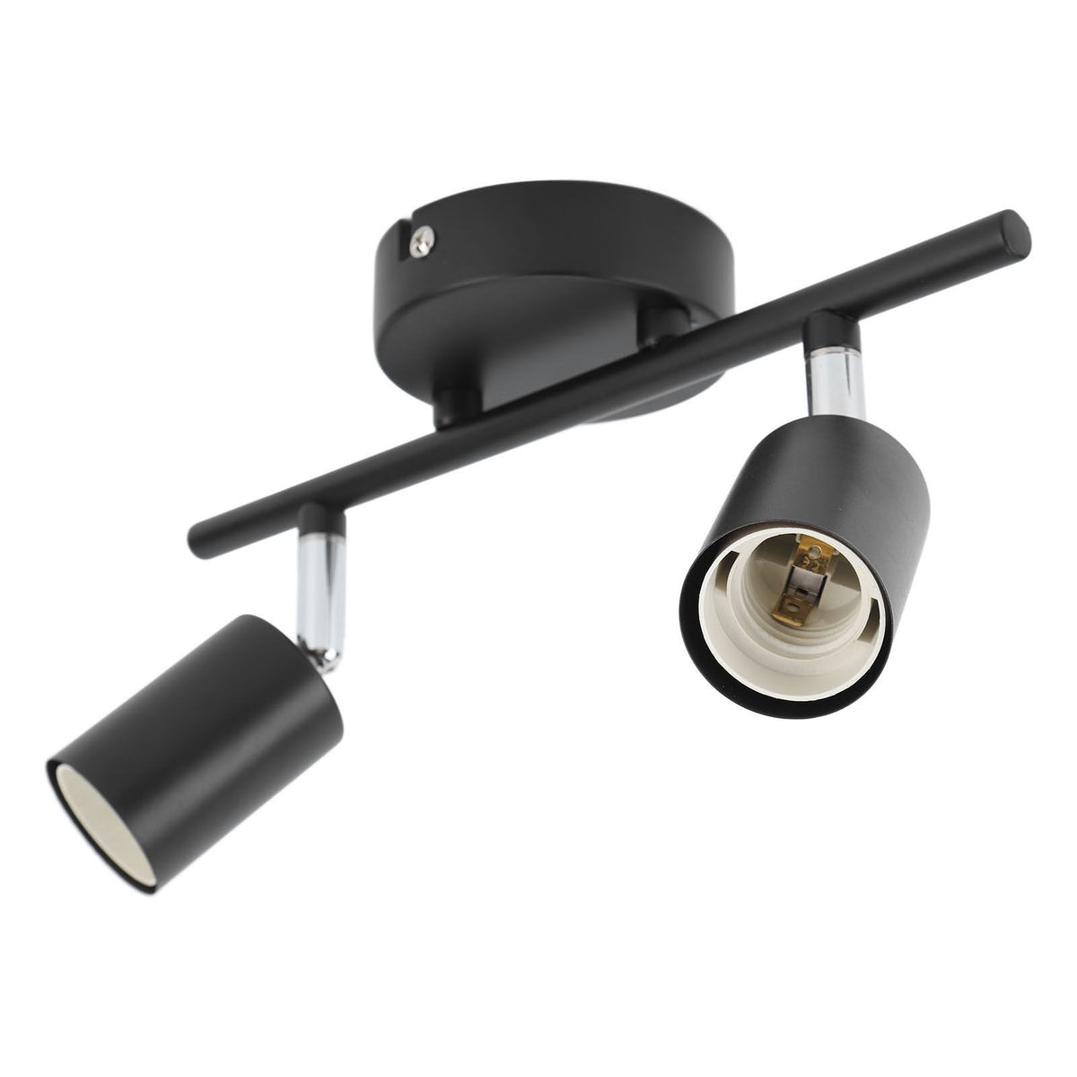 Flush Mount Ceiling Track Light Holder 2 Light Rotating Adjustable Lampholder for E27 Bulb LED Bulbs