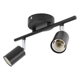 Flush Mount Ceiling Track Light Holder 2 Light Rotating Adjustable Lampholder for E27 Bulb LED Bulbs - Front View