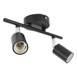 Flush Mount Ceiling Track Light Holder 2 Light Rotating Adjustable Lampholder for E27 Bulb LED Bulbs - Top-Down View