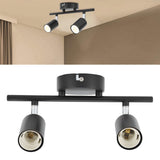 Flush Mount Ceiling Track Light Holder 2 Light Rotating Adjustable Lampholder for E27 Bulb LED Bulbs