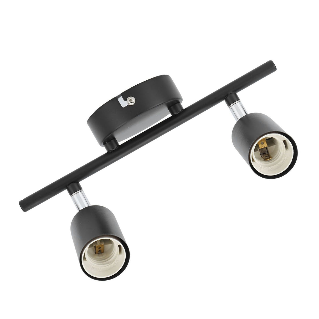 Flush Mount Ceiling Track Light Holder 2 Light Rotating Adjustable Lampholder for E27 Bulb LED Bulbs