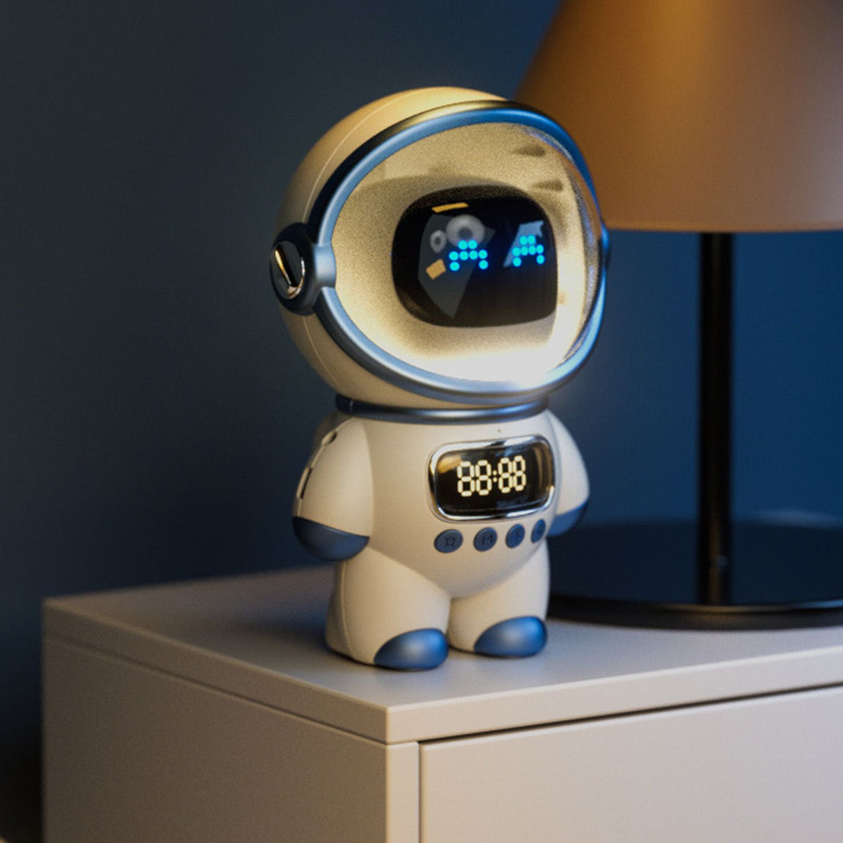 The Astronaut Speaker AI Intelligent Voice Bluetooth Speaker Clock Small Night Light Birthday Gift White