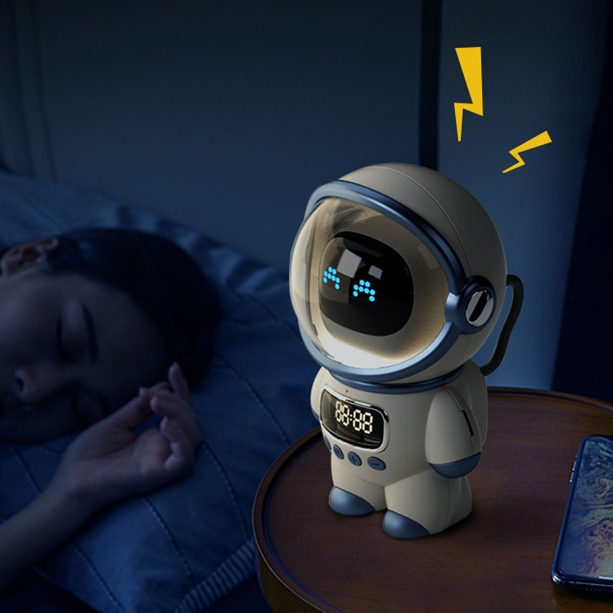 The Astronaut Speaker AI Intelligent Voice Bluetooth Speaker Clock Small Night Light Birthday Gift White