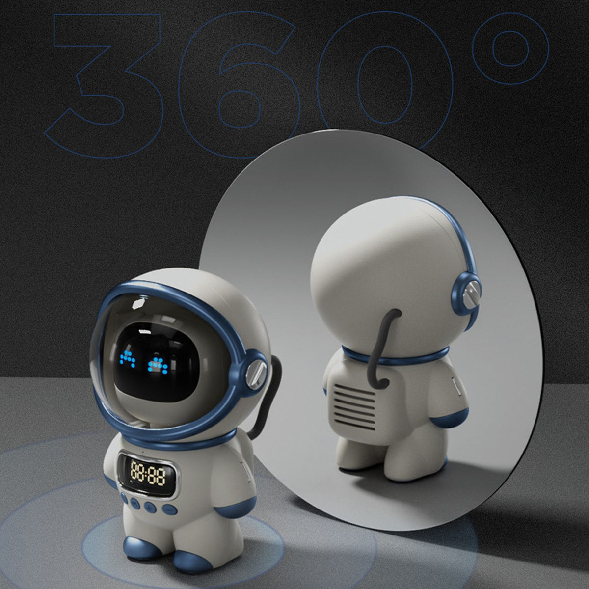 The Astronaut Speaker AI Intelligent Voice Bluetooth Speaker Clock Small Night Light Birthday Gift White