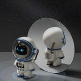 The Astronaut Speaker AI Intelligent Voice Bluetooth Speaker Clock Small Night Light Birthday Gift White - Low Angle