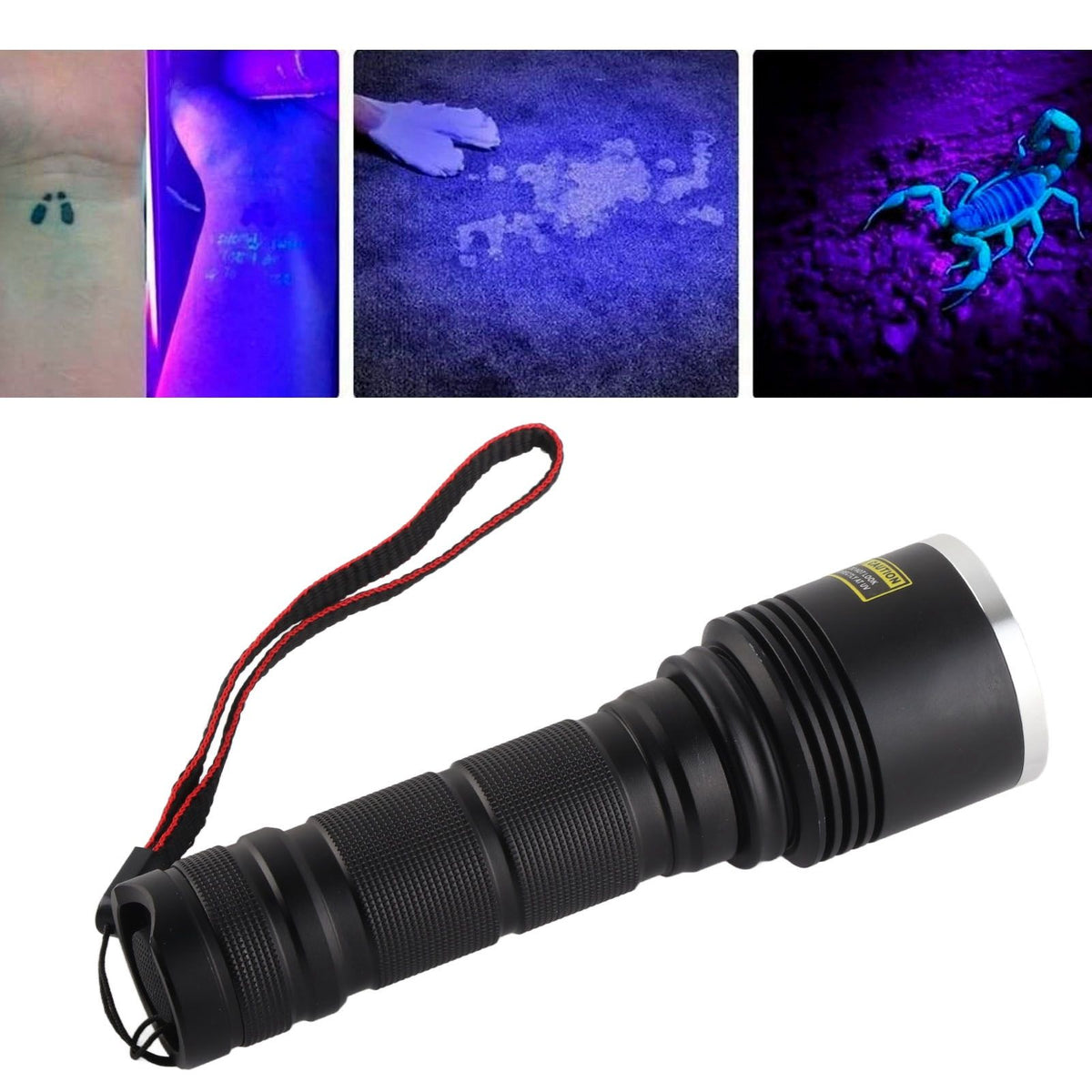 UV Flashlight LED 365nm Blacklight Torch Aluminium Alloy Shell Ultraviolet Flashlight 40W 1800mW