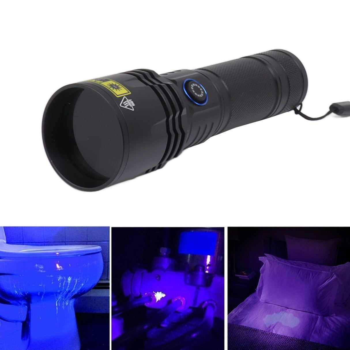SV50 20W 365nm Flashlight Rechargeable Blacklight Flashlight for Detecting Forged Documents Amber Jewelry Pet Urine Stain