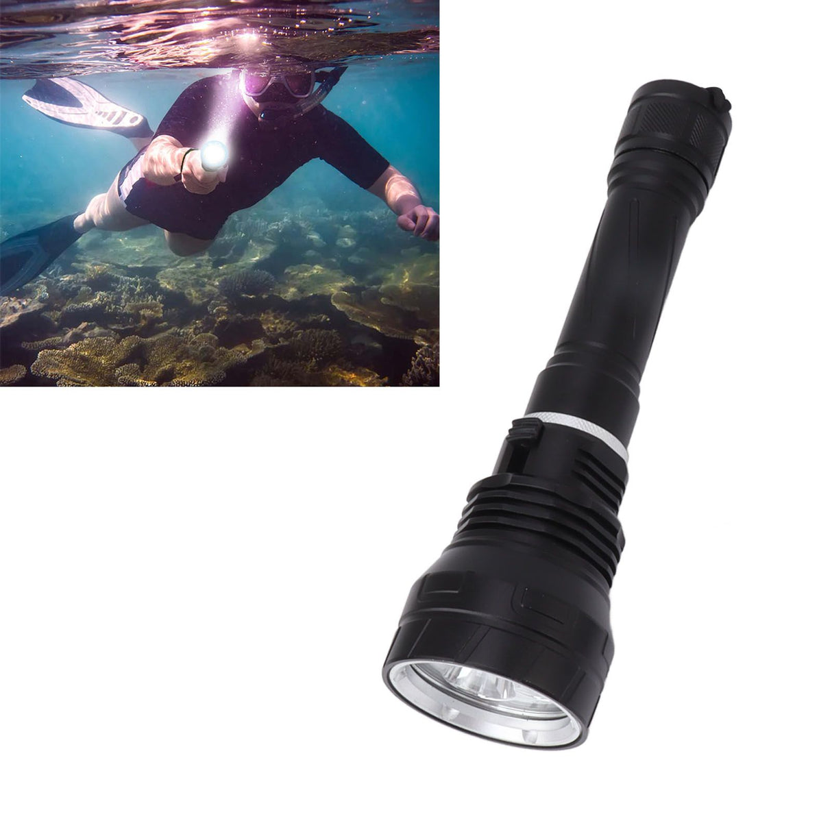 IPX8 Waterproof Diving Flashlight 100000lm Professional 100m Underwater Bright Submarine Light Flashlight Torch