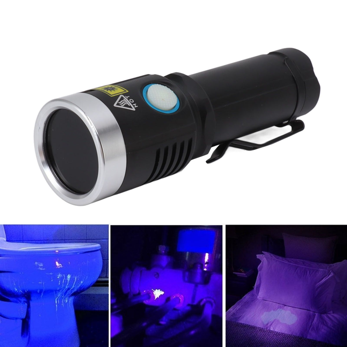 20W 365nm Led Ultraviolet Flashlight USB Rechargeable UV Flashlight Pet Urine Detector Light for Dog Cat Dry Stains Resin Curing