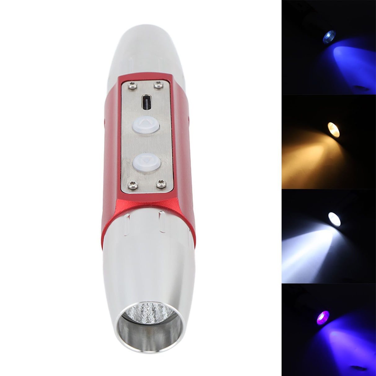 Jade Flashlight Jade Appraisal Light Detector Lamp USB Rechargeable Jewelry Identification Torch Dual Head 4 Light Sources KX4