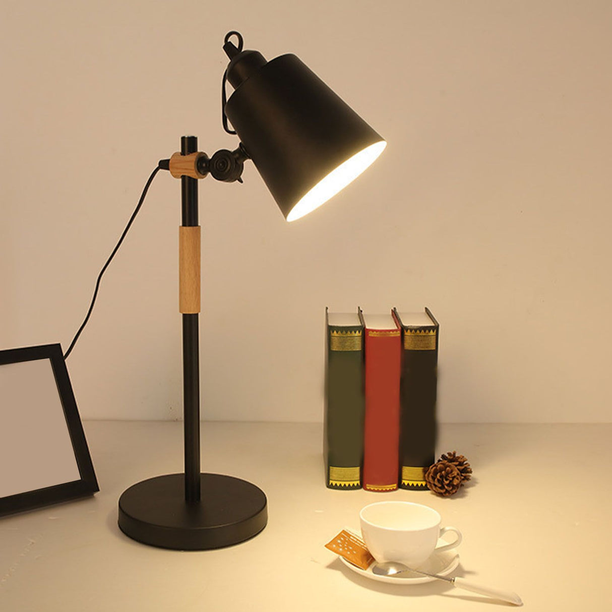LED Desk Lamp Eye Caring Table Lamp Study Office Desk Light Reading Table Lamp Adjustable Angle Energy Efficient CN Plug Black