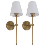 Wall Sconces Sets of 2 Hardwired Bathroom Vanity Light Fixture with White Lampshade E26 E27 Wall Lamp Holder 85‑265V Gold - Front View