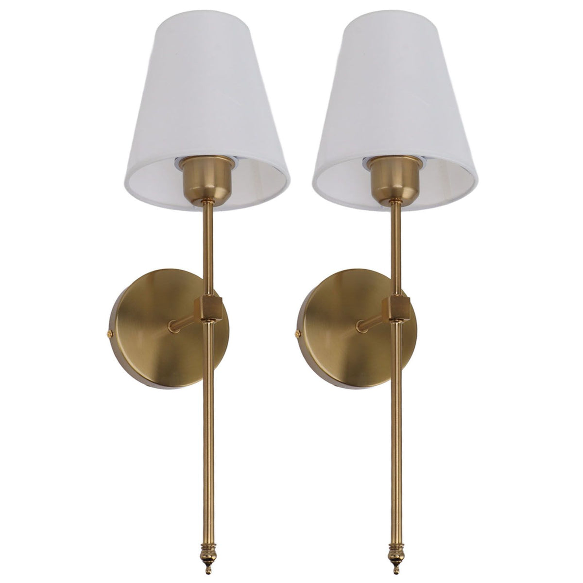Wall Sconces Sets of 2 Hardwired Bathroom Vanity Light Fixture with White Lampshade E26 E27 Wall Lamp Holder 85‑265V Gold