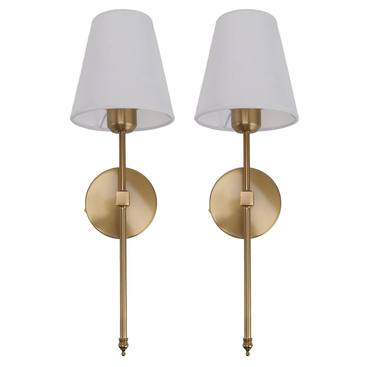 Wall Sconces Sets of 2 Hardwired Bathroom Vanity Light Fixture with White Lampshade E26 E27 Wall Lamp Holder 85‑265V Gold