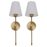 Wall Sconces Sets of 2 Hardwired Bathroom Vanity Light Fixture with White Lampshade E26 E27 Wall Lamp Holder 85‑265V Gold