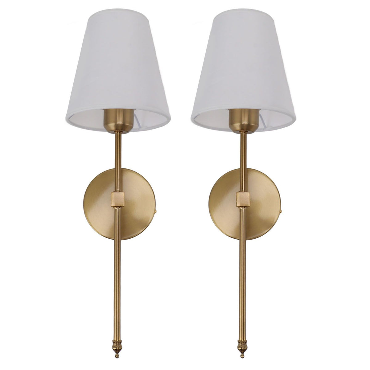Wall Sconces Sets of 2 Hardwired Bathroom Vanity Light Fixture with White Lampshade E26 E27 Wall Lamp Holder 85‑265V Gold