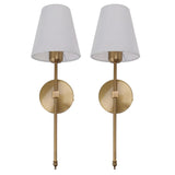 Wall Sconces Sets of 2 Hardwired Bathroom Vanity Light Fixture with White Lampshade E26 E27 Wall Lamp Holder 85‑265V Gold
