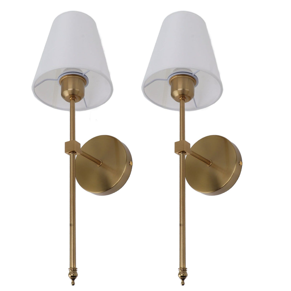 Wall Sconces Sets of 2 Hardwired Bathroom Vanity Light Fixture with White Lampshade E26 E27 Wall Lamp Holder 85‑265V Gold