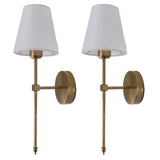 Wall Sconces Sets of 2 Hardwired Bathroom Vanity Light Fixture with White Lampshade E26 E27 Wall Lamp Holder 85‑265V Gold - Extra Image
