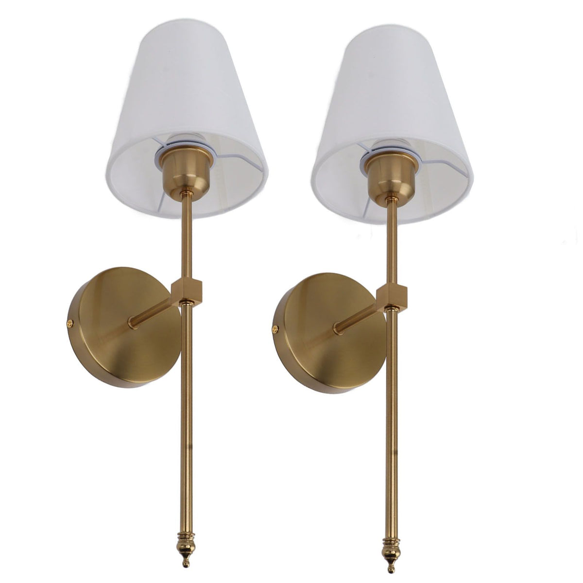 Wall Sconces Sets of 2 Hardwired Bathroom Vanity Light Fixture with White Lampshade E26 E27 Wall Lamp Holder 85‑265V Gold