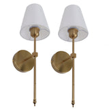 Wall Sconces Sets of 2 Hardwired Bathroom Vanity Light Fixture with White Lampshade E26 E27 Wall Lamp Holder 85‑265V Gold