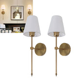 Wall Sconces Sets of 2 Hardwired Bathroom Vanity Light Fixture with White Lampshade E26 E27 Wall Lamp Holder 85‑265V Gold