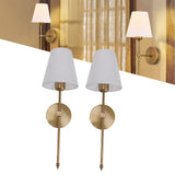 Wall Sconces Sets of 2 Hardwired Bathroom Vanity Light Fixture with White Lampshade E26 E27 Wall Lamp Holder 85‑265V Gold