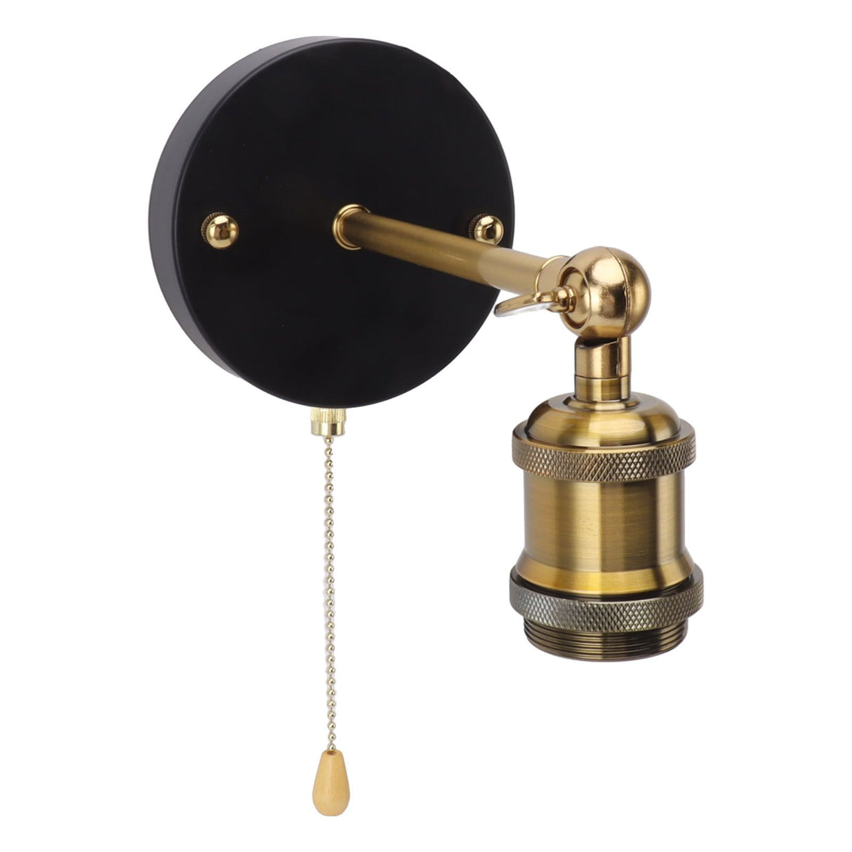 Retro Wall Sconce E27 E26 Iron Adjustable Vintage Wall Mounted Lamp Lighting Fixture Set with Switch for Bedroom Living Room Bar 85‑265V Gold