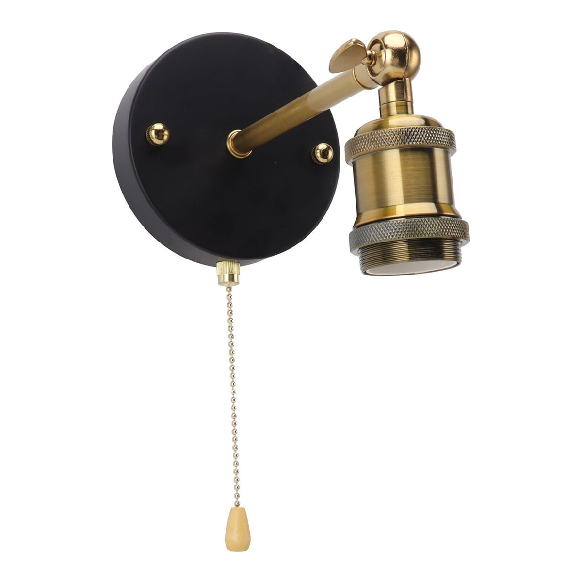 Retro Wall Sconce E27 E26 Iron Adjustable Vintage Wall Mounted Lamp Lighting Fixture Set with Switch for Bedroom Living Room Bar 85‑265V Gold