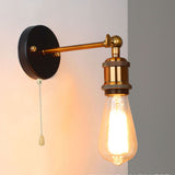 Retro Wall Sconce E27 E26 Iron Adjustable Vintage Wall Mounted Lamp Lighting Fixture Set with Switch for Bedroom Living Room Bar 85‑265V Gold - Extra Image