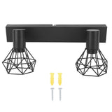 Ceiling Track Light Fixture E14 Lamp Holder Adjustable 2 Head Vintage Tracking Light Kit Hardwired Installation 85‑265V Black