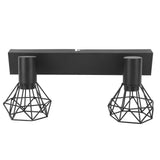 Ceiling Track Light Fixture E14 Lamp Holder Adjustable 2 Head Vintage Tracking Light Kit Hardwired Installation 85‑265V Black - Front View