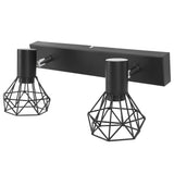 Ceiling Track Light Fixture E14 Lamp Holder Adjustable 2 Head Vintage Tracking Light Kit Hardwired Installation 85‑265V Black - Top-Down View