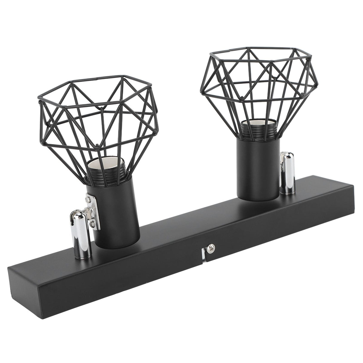 Ceiling Track Light Fixture E14 Lamp Holder Adjustable 2 Head Vintage Tracking Light Kit Hardwired Installation 85‑265V Black