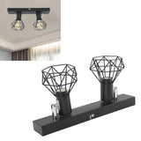 Ceiling Track Light Fixture E14 Lamp Holder Adjustable 2 Head Vintage Tracking Light Kit Hardwired Installation 85‑265V Black - Extra Image