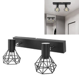 Ceiling Track Light Fixture E14 Lamp Holder Adjustable 2 Head Vintage Tracking Light Kit Hardwired Installation 85‑265V Black