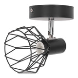 Wall Lamp Holder with Metal Cage E14 Industrial Style Metal Vintage Wall Sconce Holder Matte Black 85‑265V