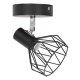 Wall Lamp Holder with Metal Cage E14 Industrial Style Metal Vintage Wall Sconce Holder Matte Black 85‑265V - Side View