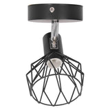 Wall Lamp Holder with Metal Cage E14 Industrial Style Metal Vintage Wall Sconce Holder Matte Black 85‑265V