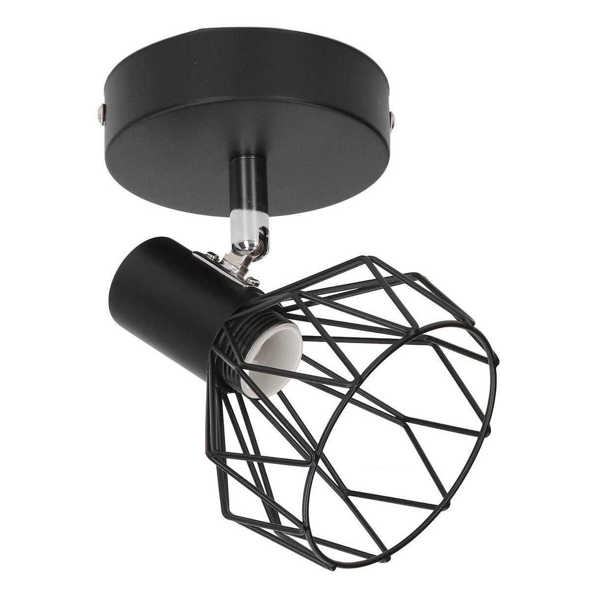 Wall Lamp Holder with Metal Cage E14 Industrial Style Metal Vintage Wall Sconce Holder Matte Black 85‑265V