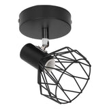 Wall Lamp Holder with Metal Cage E14 Industrial Style Metal Vintage Wall Sconce Holder Matte Black 85‑265V