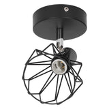 Wall Lamp Holder with Metal Cage E14 Industrial Style Metal Vintage Wall Sconce Holder Matte Black 85‑265V