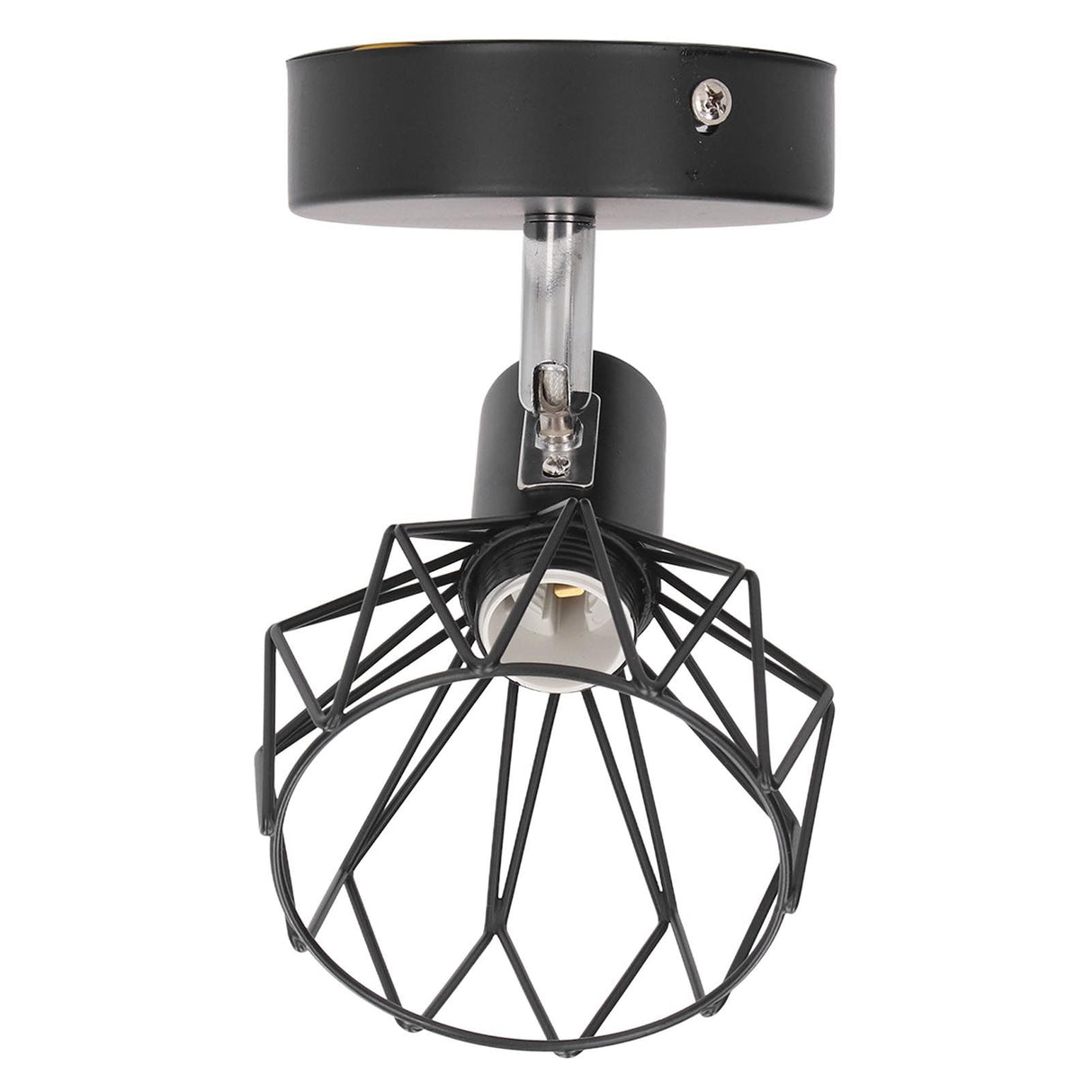 Wall Lamp Holder with Metal Cage E14 Industrial Style Metal Vintage Wall Sconce Holder Matte Black 85‑265V