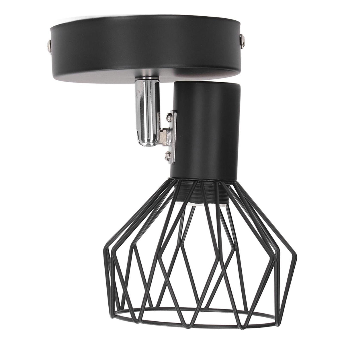 Wall Lamp Holder with Metal Cage E14 Industrial Style Metal Vintage Wall Sconce Holder Matte Black 85‑265V