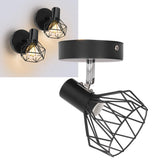 Wall Lamp Holder with Metal Cage E14 Industrial Style Metal Vintage Wall Sconce Holder Matte Black 85‑265V