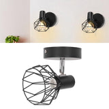 Wall Lamp Holder with Metal Cage E14 Industrial Style Metal Vintage Wall Sconce Holder Matte Black 85‑265V